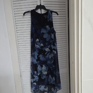 Karen Kane Navy and Blue Floral High Low Dress